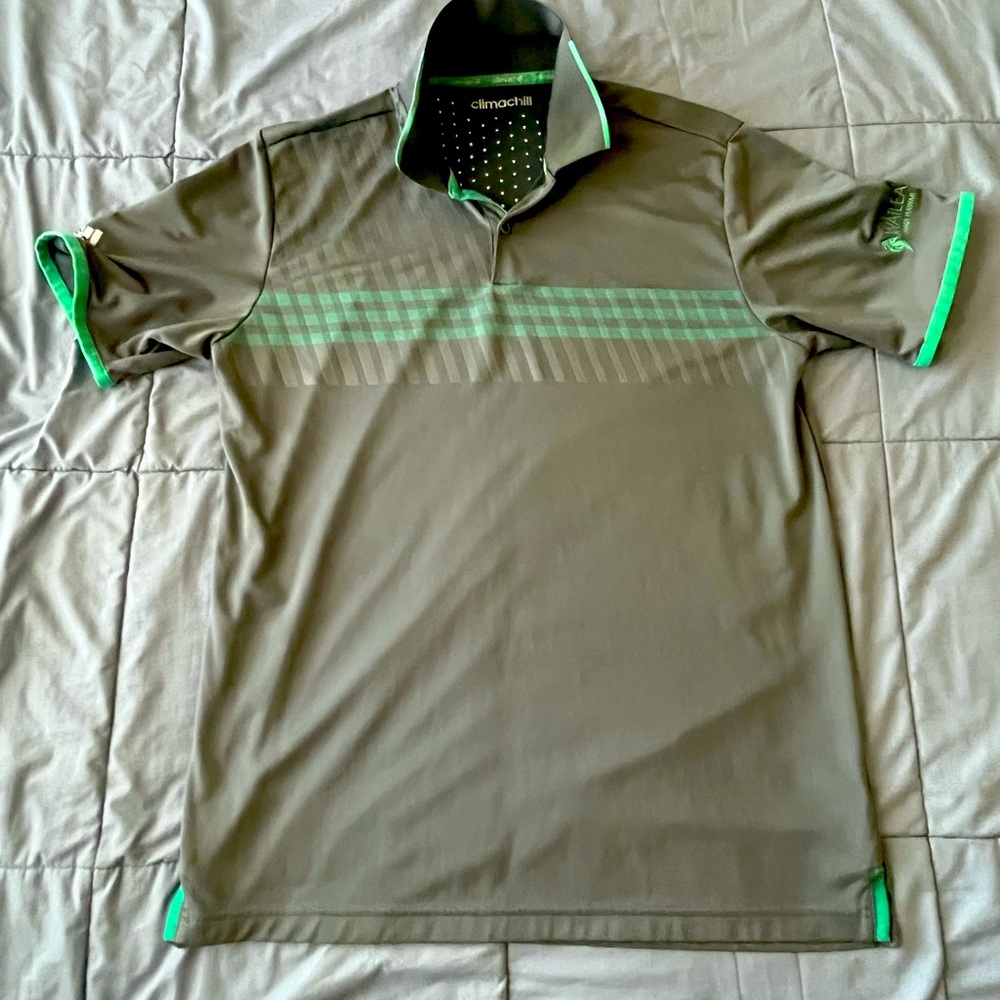 ADIDAS Clima Chill Golf Polo size MEDIUM grey green men’s shirt Wailea Maui